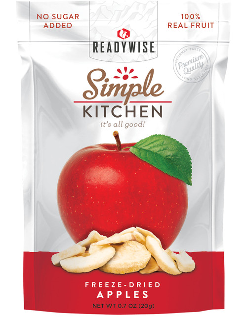 ReadyWise SK05910 Simple Kitchen Freeze Dried Fruit Sweet Apples 1 Serving Pouch 6 Per Case 855491007123