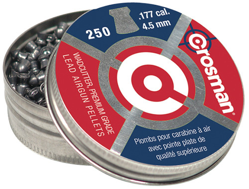 Crosman Premier Wadcutter .177 Lead Flat Nose Pellet 250-Count Resealable Tin