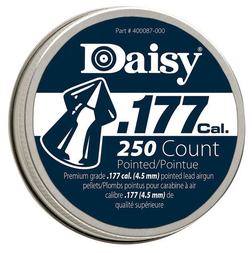 Daisy 987777406 .177 Pointed Lead Field Airgun Pellet 250-Count Screw-Top Tin