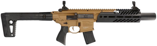 Sig Sauer Airguns AIRMCXCANEBRAKE MCX Canebrake Air CO2 (Not Included) 177 Pellet 30rd, FDE Metal Rec, Removable Fixed Black Synthetic Stock, Flat Trigger, Flip-Up Sights