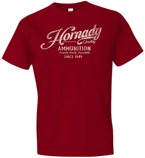 Hornady 31873 Red Cotton Semi-Fitted Vintage Script T-Shirt Large