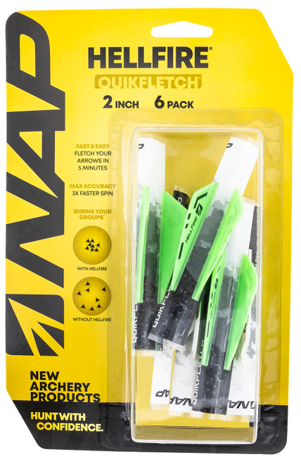 NAP Quickfletch Hellfire Fletching White/Green 6Pk for Bows and Crossbows