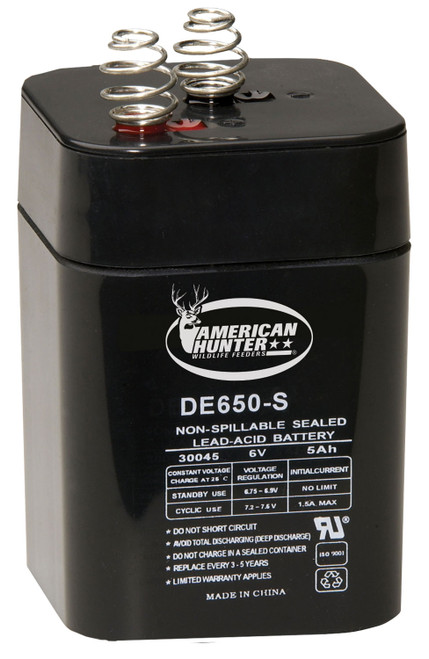 American Hunter DE30053 HR 6V 5 AMP Rechargeable Battery for Lanterns and Feeders