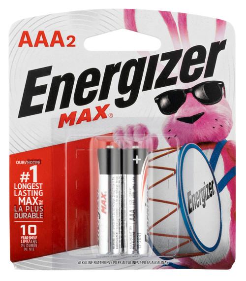 Energizer MAX E92BP2 1.5 Volt AAA Alkaline Battery 2-Pack