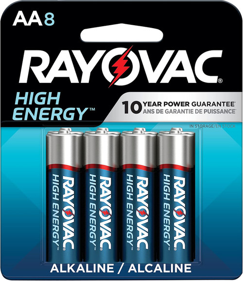 Rayovac 8158T03 8-Pack AA Alkaline Batteries 1.5 Volts 2,700mAh Long Lasting