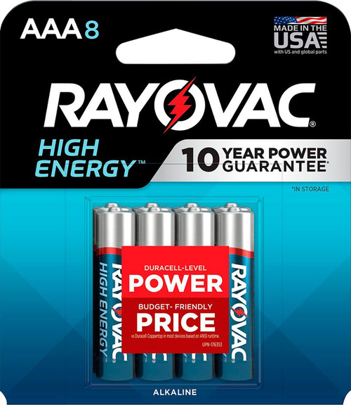 Rayovac High Energy AAA 1.5V Alkaline Batteries 8-Count Single Pack