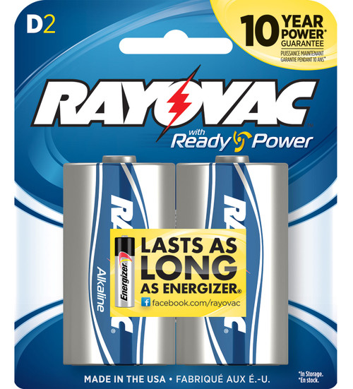 Rayovac High Energy D 1.5V Alkaline Batteries 2-Count Single Pack