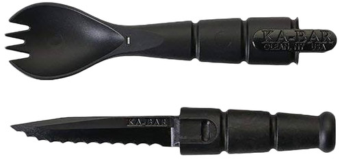 Ka-Bar 9909 Spork with Built-In Serrated Knife Black Handle 6.88"