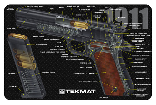 TekMat 11x17 Rubber Gun Mat 1911 3D Cutaway Multi-Color