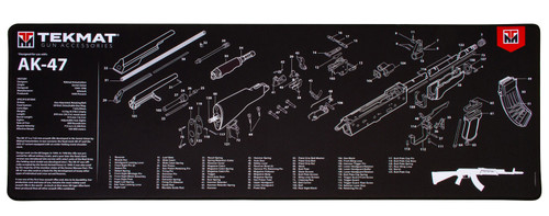TekMat Ultra 44 AK-47 Parts Diagram Rubber Cleaning Mat Black/White 15"x44"