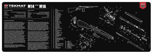 TekMat Oversized M14 Gun Cleaning Mat 12"x36" Rubber with M1A Parts Diagram