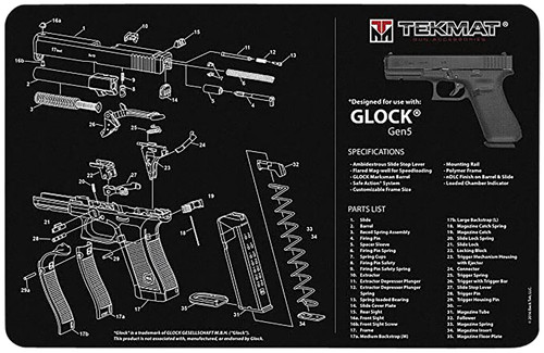TekMat Ultra 20 Glock Gen5 Parts Diagram Cleaning Mat Multi-Color 15"x20" Rubber