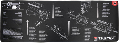 TekMat AR-10 Parts Diagram Cleaning Mat Black/White 15"x44" Rubber