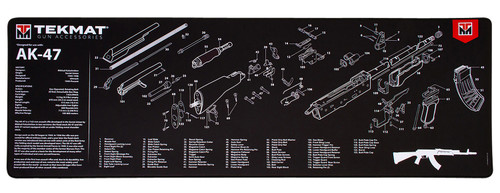 TekMat TEKR36AK47 AK-47 Cleaning Mat Black/White Rubber 12"x36" AK-47 Parts Diagram