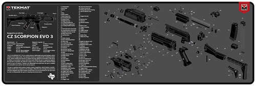TekMat CZ Scorpion EVO 3 Parts Diagram Cleaning Mat Black/Gray 12"x36" Rubber