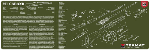 TekMat OD Green Rubber Cleaning Mat for M1 Garand 12"x36" with Parts Diagram