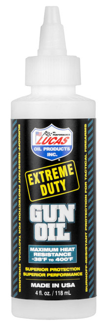 Lucas Oil 10877 4oz Gun Oil Heat and Friction Protection Squeeze Bottle