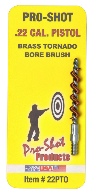 Pro-Shot 22PTO Brass Spiral Wound Tornado Bore Brush .22 Cal Pistol #8-32 Thread