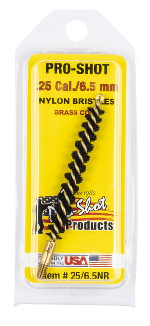 Pro-Shot 2565NR Bore Brush .25 Cal/ 6.5mm Rifle #8-32 Thread Nylon Bristles Brass Core