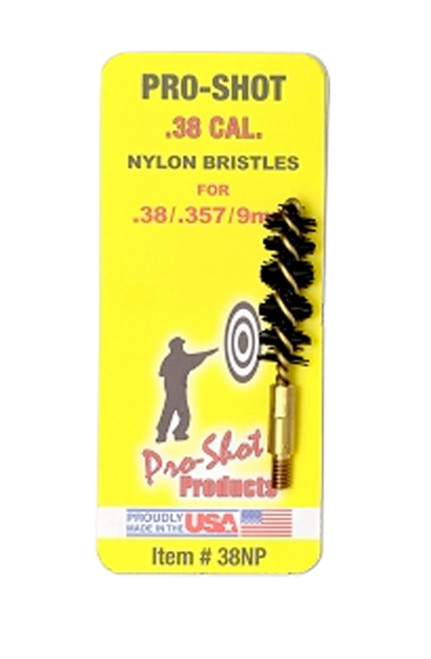 Pro-Shot 38NP 9mm/.38 Cal Pistol Bore Brush Nylon Bristles Brass Core