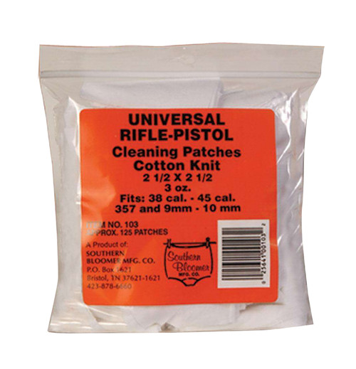 Southern Bloomer 103 Multi-Caliber Rifle Handgun Cotton Knit Cleaning Patches 130 Per Bag