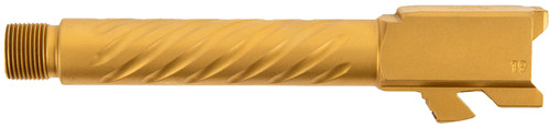 Ballistic Advantage Premium Series 9mm Luger Glock 19 Gen 3 to Gen 5 Threaded Spiral Fluted Gold PVD Pistol Barrel Stainless
