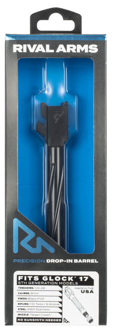 Rival Arms 9mm Luger 4.49" Precision V1 Threaded Drop-In Barrel Black PVD Finish Glock 17 Gen5