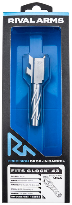 Rival Arms RA20G301D Glock 43 43X 9mm 3.41" Stainless PVD Drop-In Match Barrel