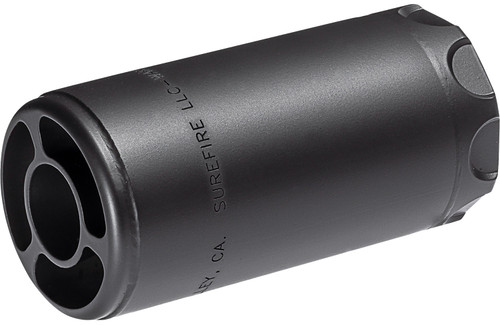 SureFire Warden Muzzle Blast Regulator 1/2"x28 for 5.56mm/7.62mm, Stainless Steel Black Cerakote