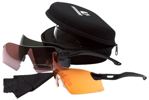 Pyramex Drop Zone Safety Eyewear Kit with 4 Anti-Fog Lenses and Neoprene Case Black Frame