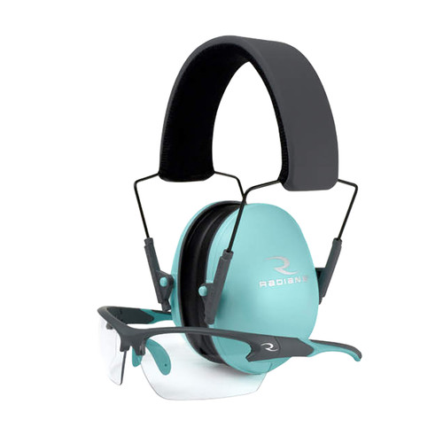 Radians LS0820CKCS G4 Junior Range Glasses Clear Lens Charcoal Gray with Aqua Accents