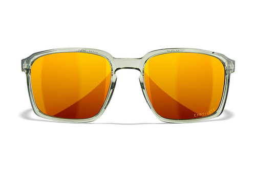 Wiley X Alfa M/L ANSI Z87.1+ Eyewear, Bronze Mirror Lens, Gloss Crystal Light Olive Frame