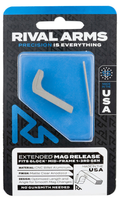 Rival Arms RA72G001D Silver Aluminum Extended Mag Release Compatible with Glock Gen3