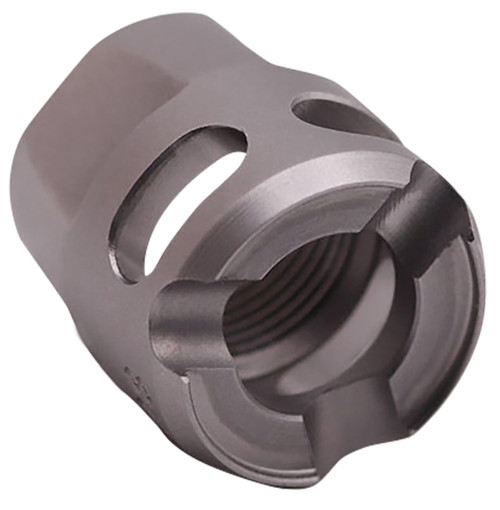 True Precision Y-Type Micro Compensator Satin SS 1/2"x28 9mm 380 ACP Stainless Steel