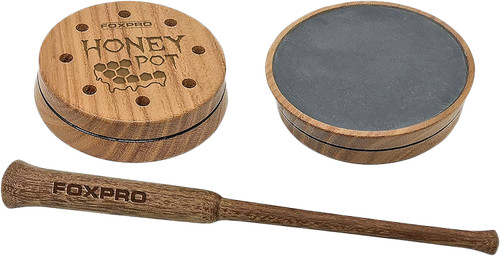 FOXPRO Honey Pot Slate Turkey Pot Call, Natural Honey Locust Wood