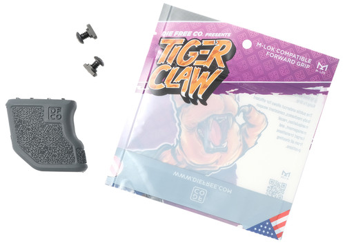 Die Free Co Tiger Claw M-Lok Angled Fore Grip Gray Nylon