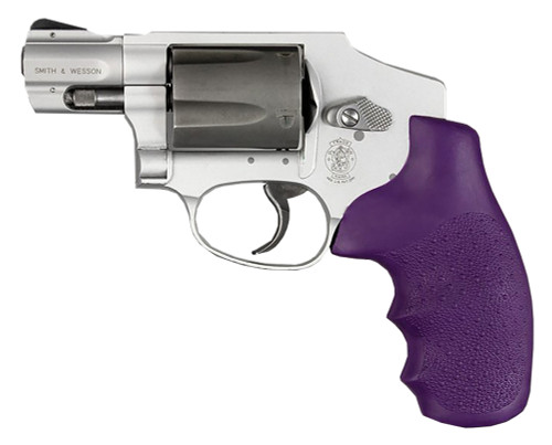 Hogue 60006 OverMolded Monogrip Cobblestone Purple Rubber with Finger Grooves for S&W J Frame with Round Butt