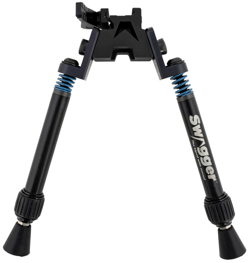 Swagger SWAGBPSFR10 SFR10 Bipod, Adjustable Flex Tension, Picatinny Mount, 6"-10.50", Black Finish