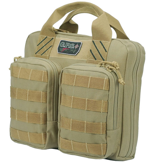 GPS Bags T1411PCT 1000D Nylon Tan Tactical Pistol Case with Ammo Storage Pockets Holds 4 Handguns