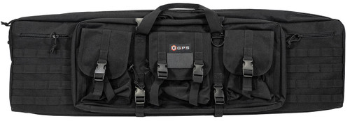 GPS Bags DRC42 Double Rifle Case Black 42" with 2 Padded Pistol Sleeves, Lockable Zippers & MOLLE Webbing