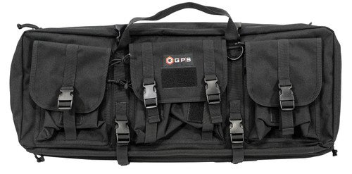 GPS Bags DRC28 Double Rifle Case Black 28" with 2 Padded Pistol Sleeves, Lockable Zippers & MOLLE Webbing