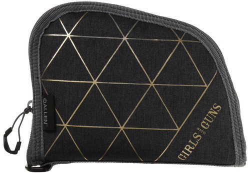 Girls With Guns 908 Foiled Pistol Case 8" Heather Gray and Gold Foil Finish