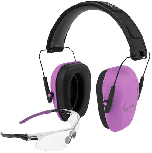 Allen 4155 Ultrax Shield Earmuff and Safety Glasses Combo Plum 23 dB