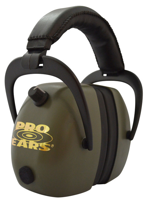 Pro Ears Gold II 30 Electronic Hearing Protector 30dB Over-the-Head Black/Green Adult 1 Pair