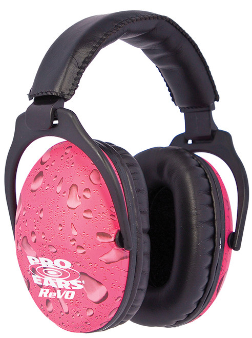 Pro Ears ReVO Over-the-Head Passive Earmuff 26dB Black Pink Rain Pattern Youth 1 Pair