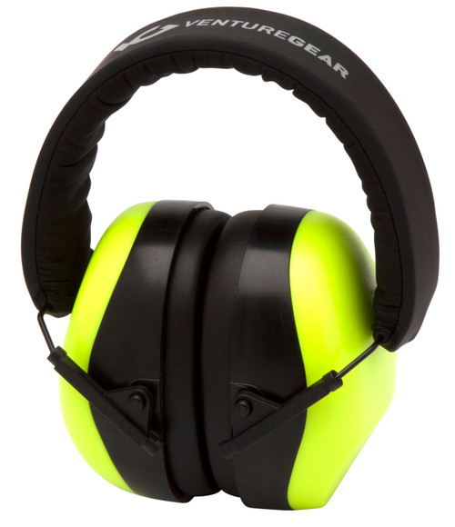 Venture Gear V80 Foam Ear Muff 26 dB Over-the-Head Orange Lime/Black with 32 dB Earplugs 1 Pair