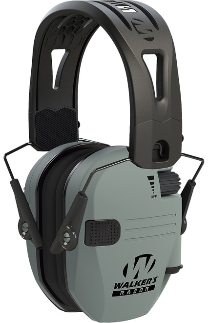 Walker's Razor Tacti-Grip 23 dB Hearing Protection Muff Over the Head Battleship Gray/Black Polymer