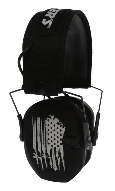 Walker's Razor Slim Electronic Freedom Muff 23 dB Over the Head Black Distressed U.S. Flag Polymer