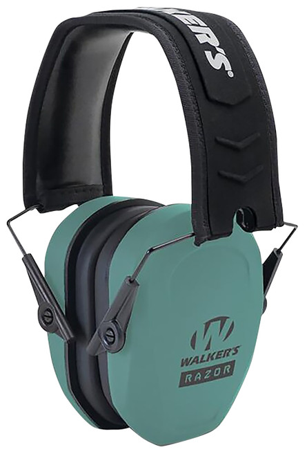 Walker's 27 dB Razor Slim Passive Hearing Muff Over the Head Teal/Black