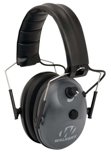 Walker's Electronic Ear Muff Single Wind-Resistant Mic 24 dB NRR Gray/Black